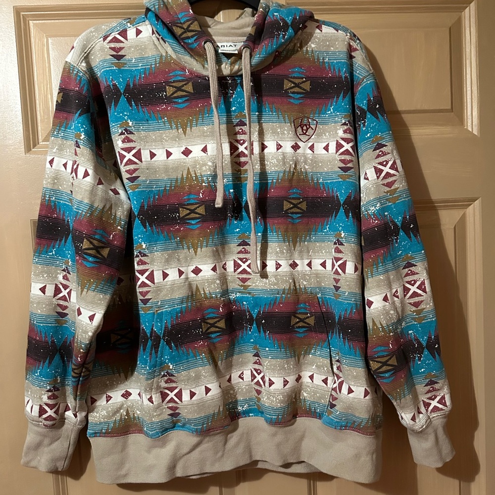 Ariat Southwest Pattern Hoodie - Blue, Brown, Cream